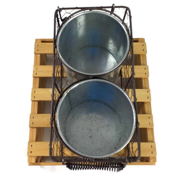 Galvanized Planter In Chicken Wire Basket-Double Planter - Picture 5 of 6